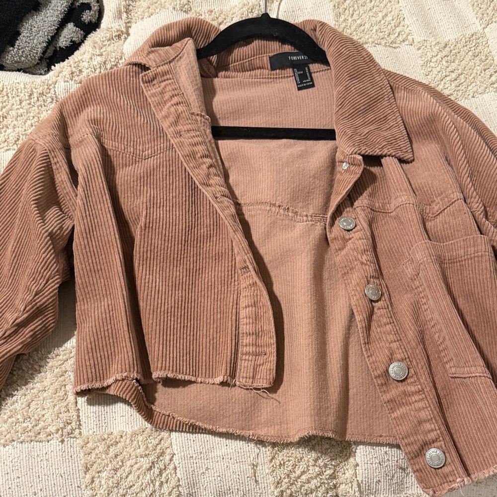Forever 21 Women's Brown Corduroy Utility Jacket